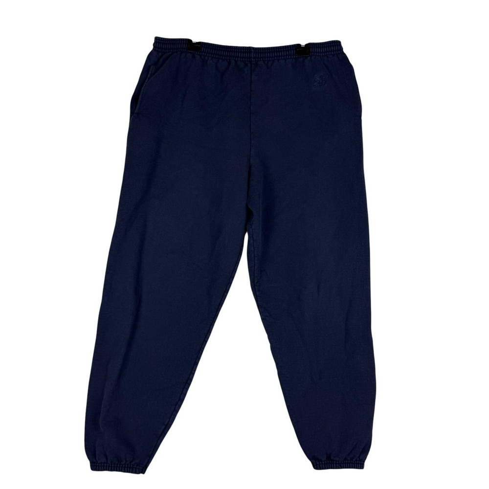 Starter Pants Mens Large Blue Fleece Joggers‎ Drawstring Elastic Waist Pockets